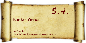 Sanko Anna névjegykártya
